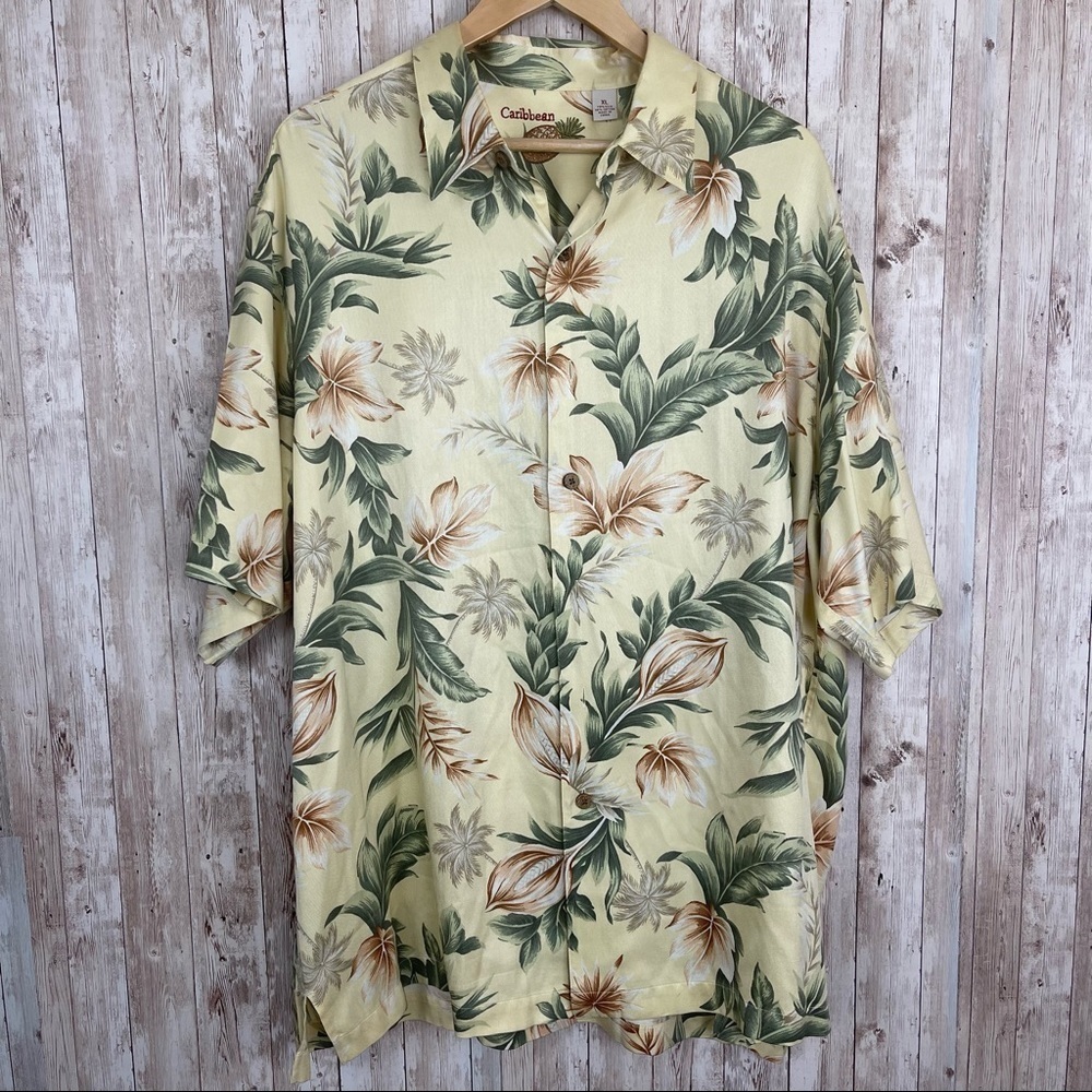 Caribbean Silk‎ Blend Hawaiian Button Down shirt Size XL